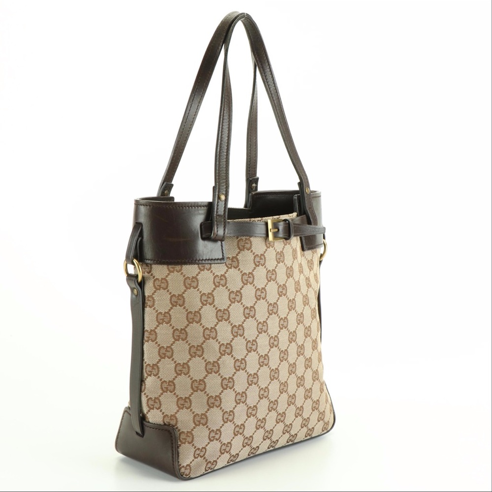 Gucci Verticle buckle tote in GG canvas and leather